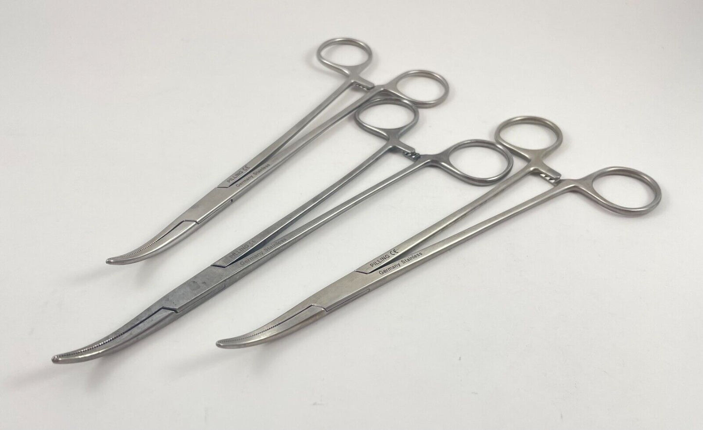 LOT OF 3 Pilling 182390 Schnidt Forceps (Tonsil), Half Curved, 7-1/2"