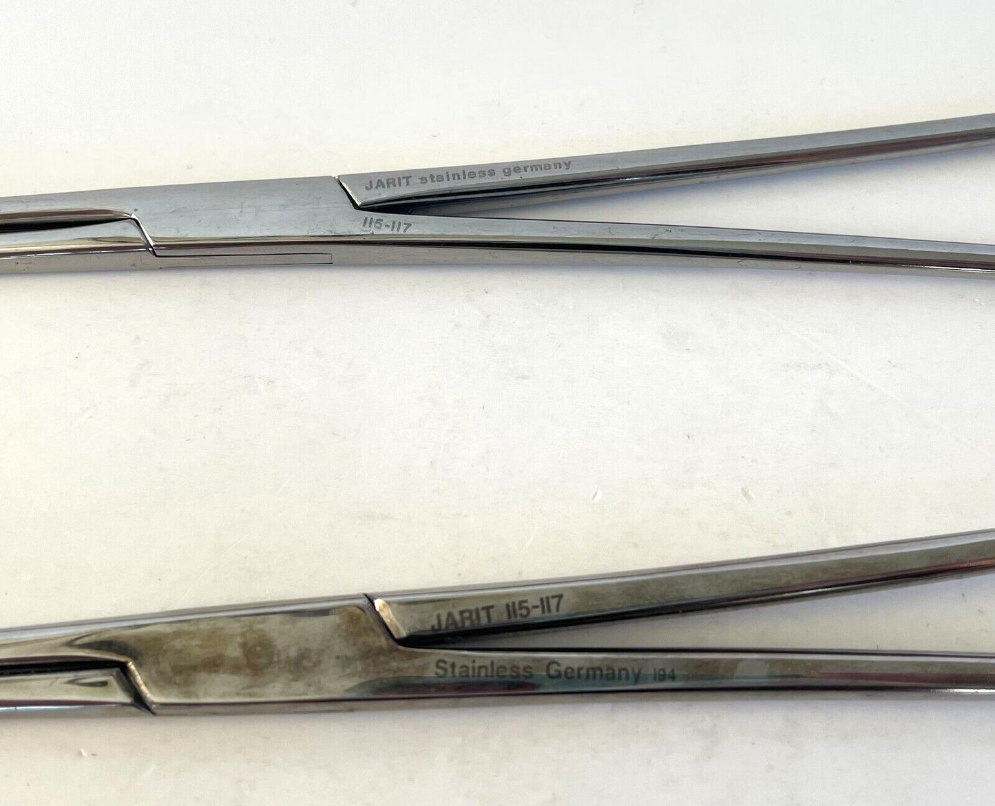 LOT OF 4 Foerster Sponge Holding Forceps: Jarit 115-117, Aesculap BF121 & BF123