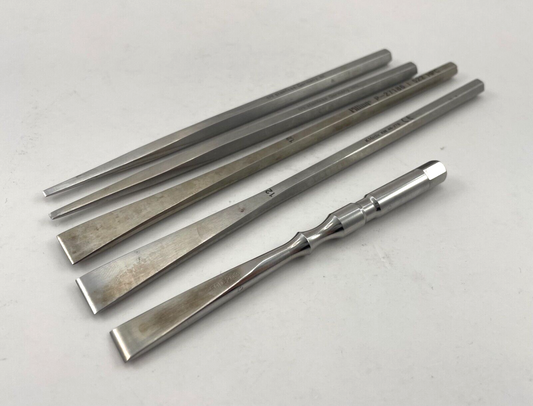 LOT OF 5 Hex Handle Osteotome: Pilling 051102, P27186, KMedic KM 46-278