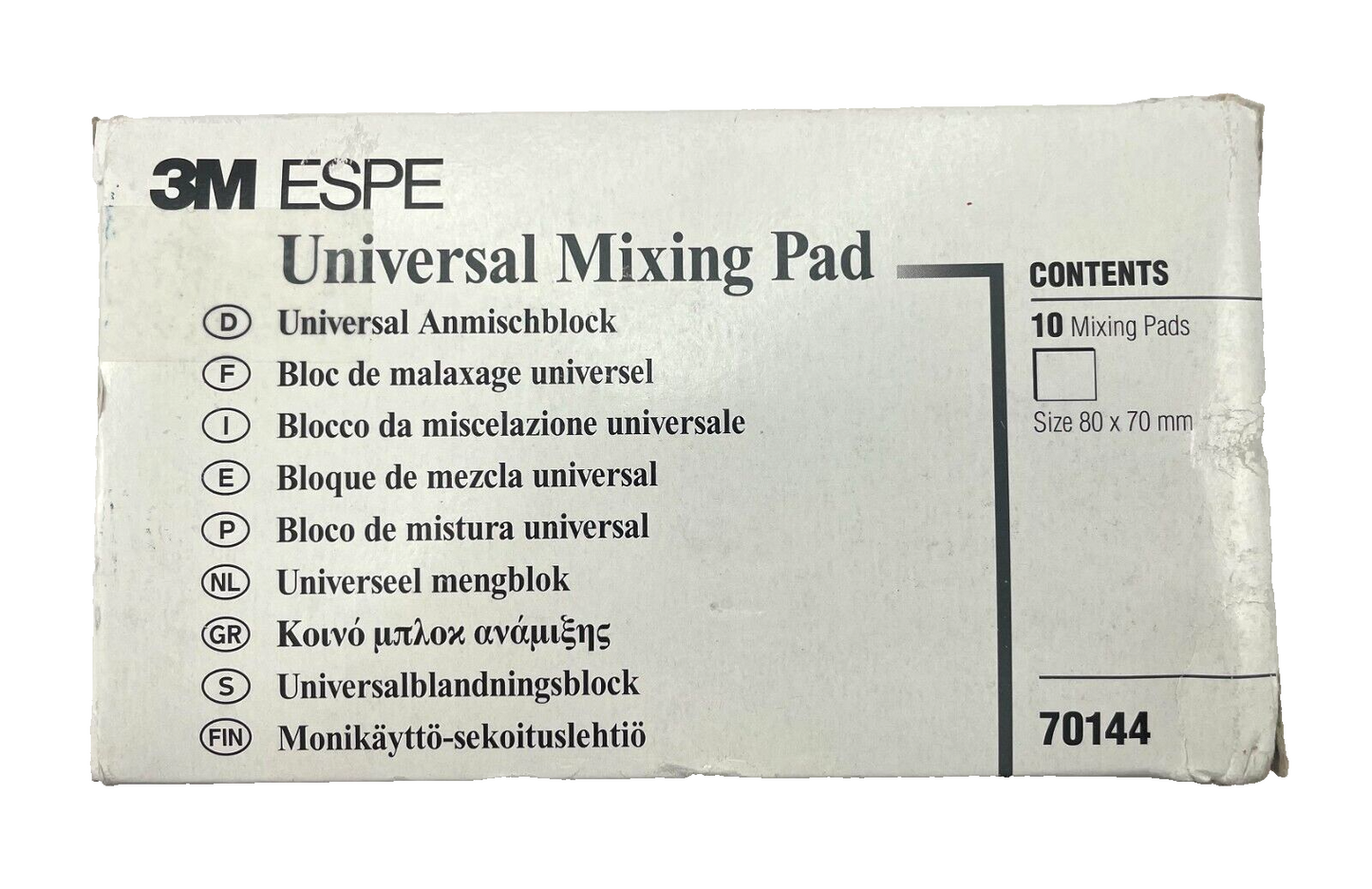 3M ESPE Universal Mixing Pad, Box of 10, 80mmx70mm, 70144