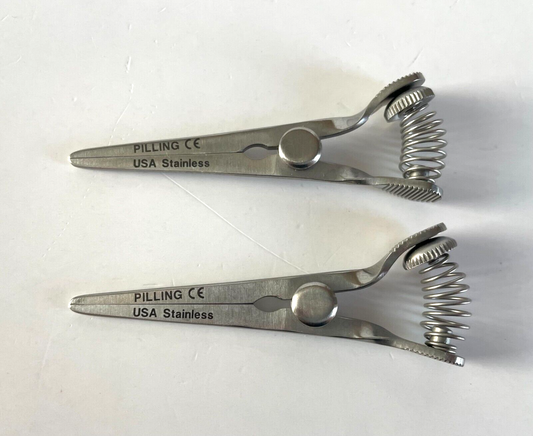 LOT OF 2 Pilling 353102 Glover Bulldog Clamp, Straight, DeBakey Jaw