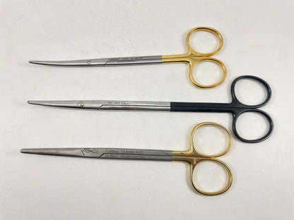 LOT OF 3 Metzenbaum Scissors, Curved: V. Mueller, Pilling, Codman