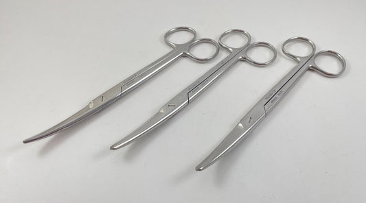 LOT OF 3 Pilling 460430 Mayo Scissors, Curved, 6 3/4" + 30 DAY WARRANTY