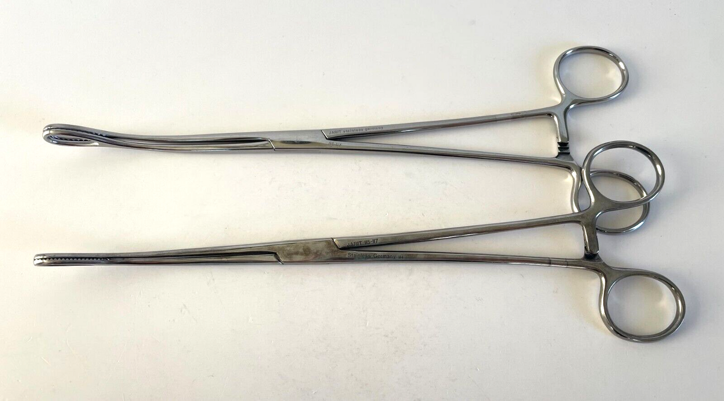 LOT OF 4 Foerster Sponge Holding Forceps: Jarit 115-117, Aesculap BF121 & BF123