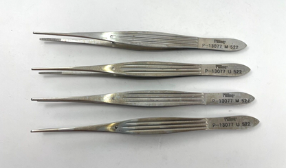 LOT OF 4 Pilling P13077 MCINDOE Dressing Forceps, Serrated Tips, 6"