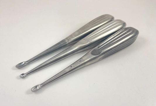 LOT OF 3 Zimmer Brun Bone Curette 7" 3680-00-06, 3680-00-03, Unknown #