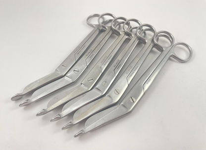 LOT OF 6 Lister Bandage Scissors, Angled, 7 1/4": Pilling (5x) & Symmetry