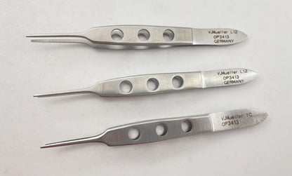 LOT OF 3 V. Mueller OP3413 Bishop Harmon Dressing Forceps, Cross Serrated