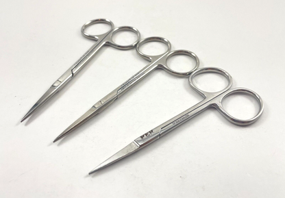 LOT OF 3 V. Mueller OP5530 Knapp Iris Scissors, Straight, Sharp, 4"