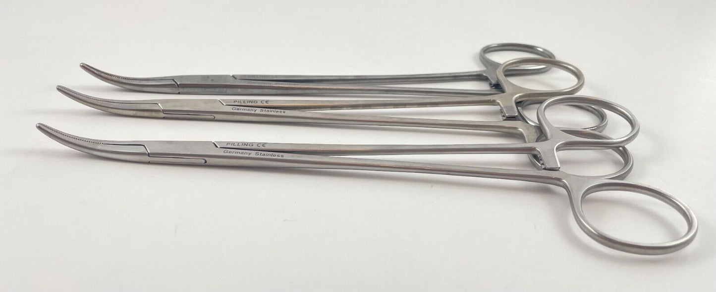 LOT OF 3 Pilling 182390 Schnidt Forceps (Tonsil), Half Curved, 7-1/2"