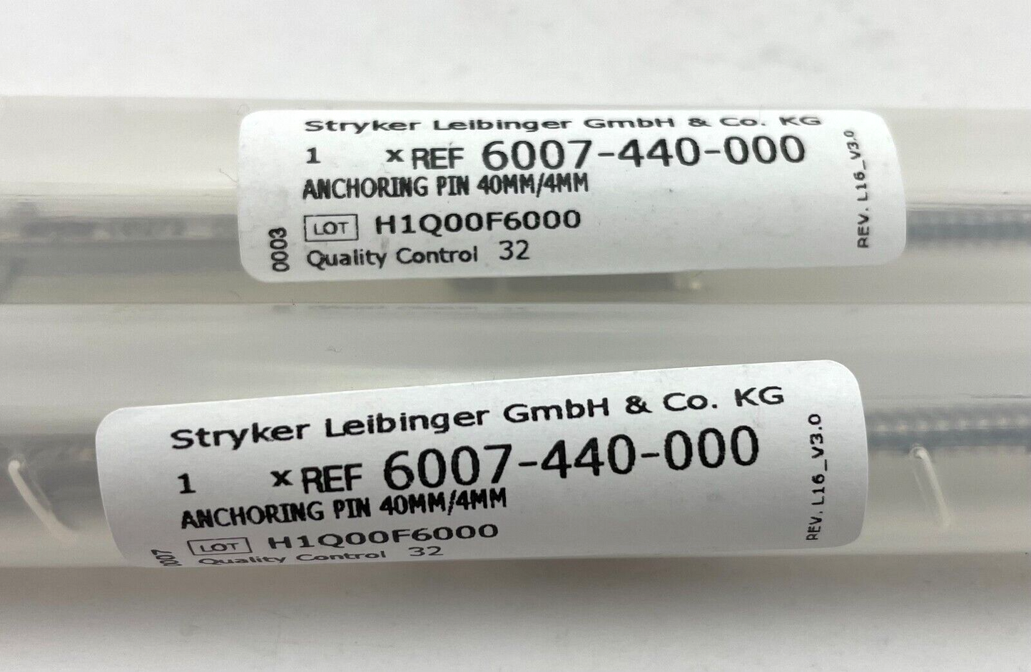 LOT OF 2 Stryker Leibinger 6007-440-000 Anchoring Pin, 40mm/4mm